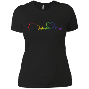 Pride Stethoscope Style Shirt for Women LGBT Pride Nurse Logo black Tshirt for Womens