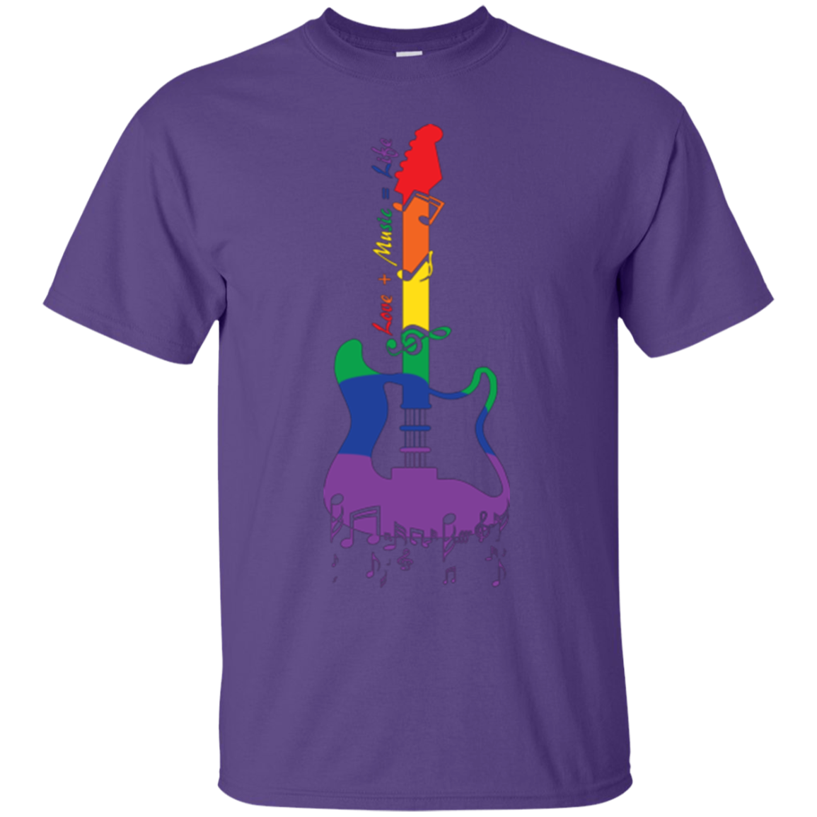 Rainbow guitar LGBT Pride purple tshirt for music lover