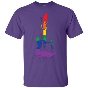 Rainbow guitar LGBT Pride purple tshirt for music lover