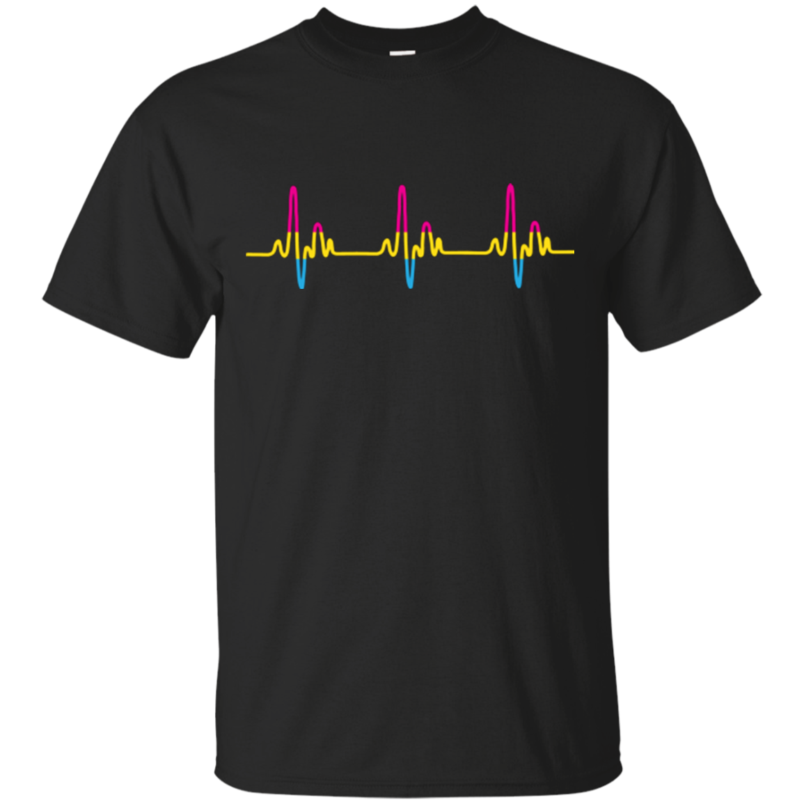 LGBT Pride Pansexual Heartbeat black tshirt for Men