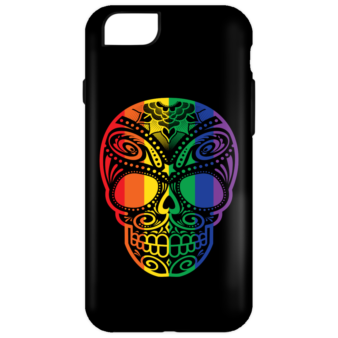 Exclusive Rainbow Skull iPhone Case bLack