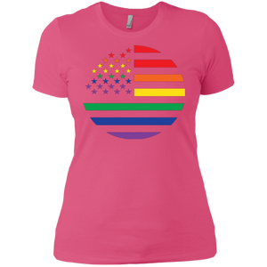 "Circular Rainbow Flag" Gay Pride Round Neck Pink Color T-shirt, Half Sleeves