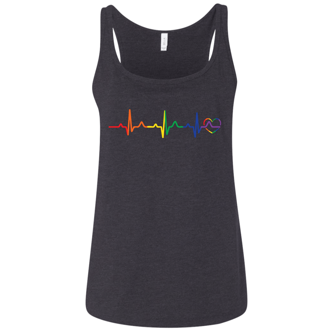 Rainbow Heartbeat black color  LGBT Pride tank top for women