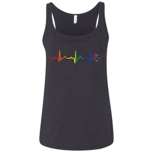 Rainbow Heartbeat black color  LGBT Pride tank top for women