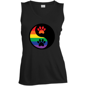 Rainbow Paw Yin Yang Pet black sleeveless Shirt For women LGBT Pride Tshirt for Women