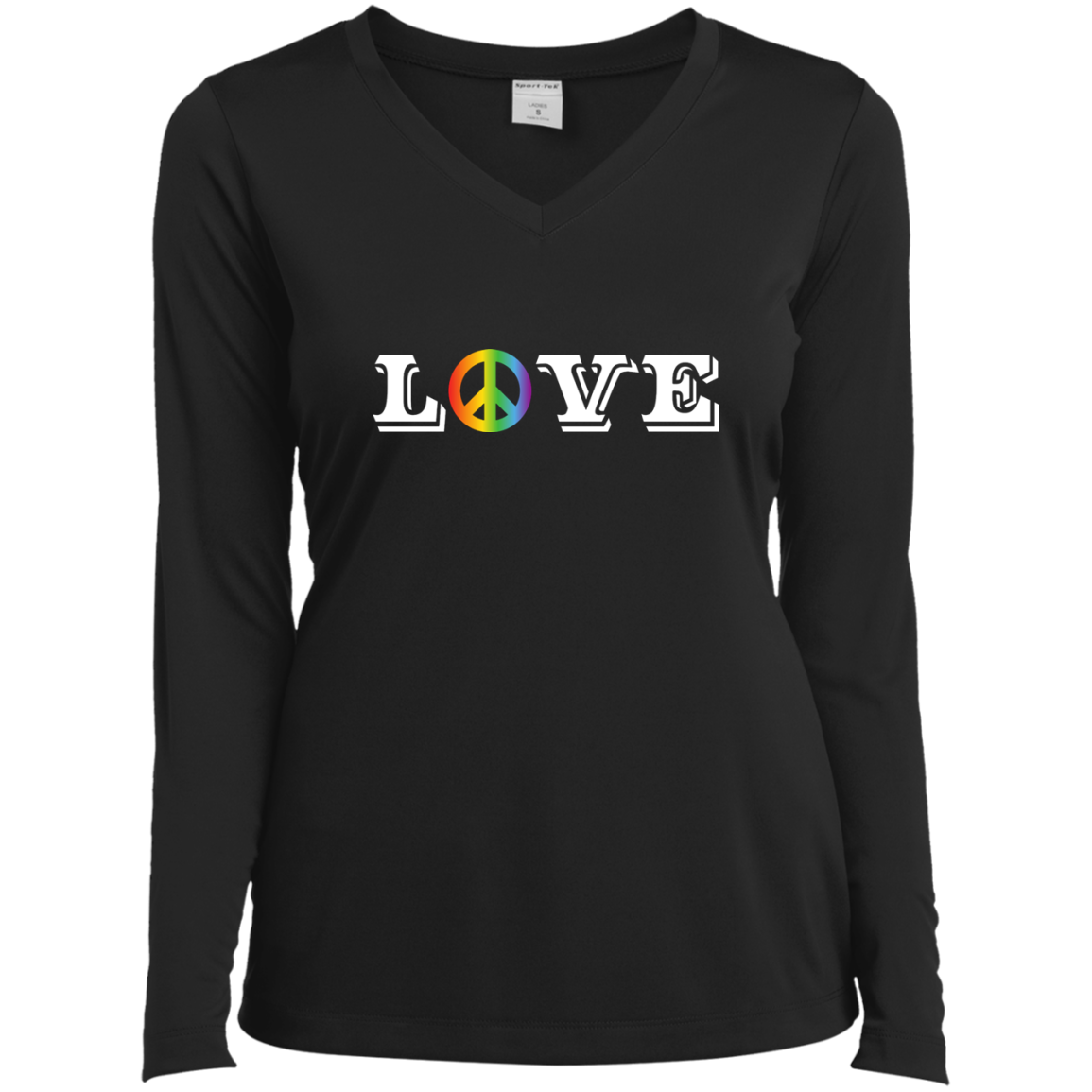 Love Peace Gay Pride long sleeves v-neck tshirt for women