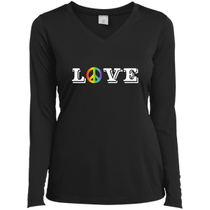 Love Peace Gay Pride long sleeves v-neck tshirt for women