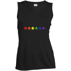 Rainbow Stars LGBT Pride Black sleeveless tshirt for women