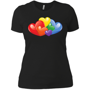 Vibrant Heart Gay Pride Black T Shirt for Women  LGBT Pride Tshirt for Women