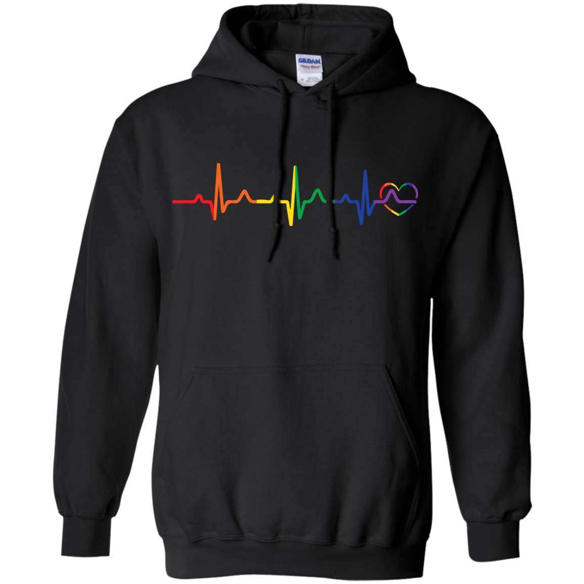 Rainbow Heartbeat black color LGBT Pride sweatshirt for men