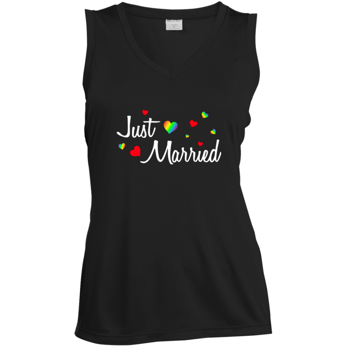 Just Married Rainbow Hearts Shirt