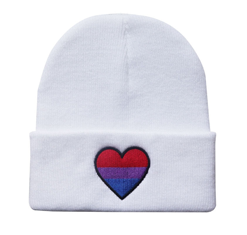 Rainbow Pride Heart Knitted Beanie