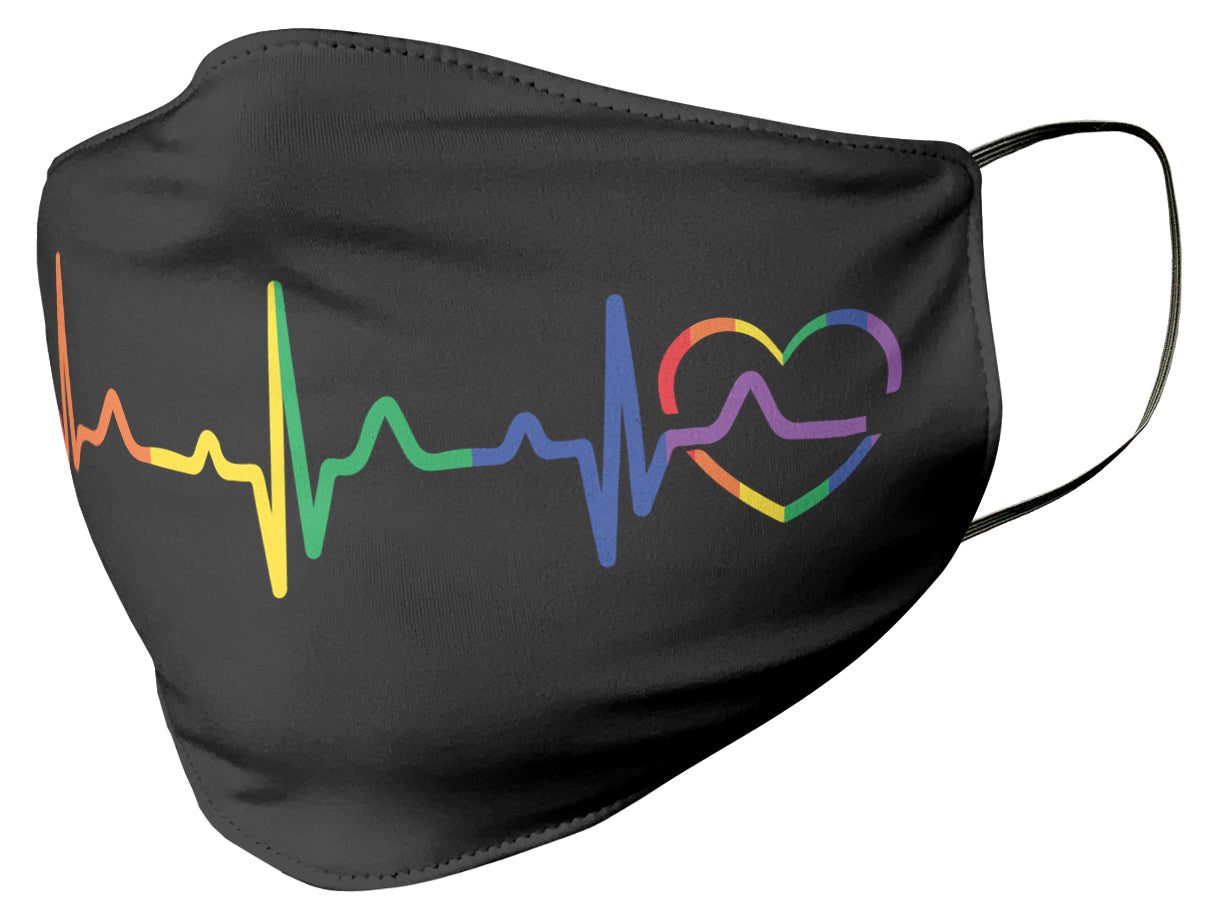 Rainbow Heartbeat Face Mask