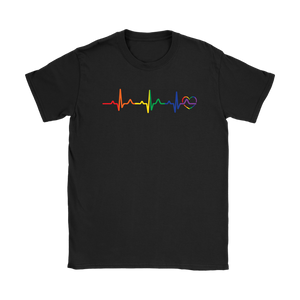 LGBT Pride Heartbeat black tshirt for men