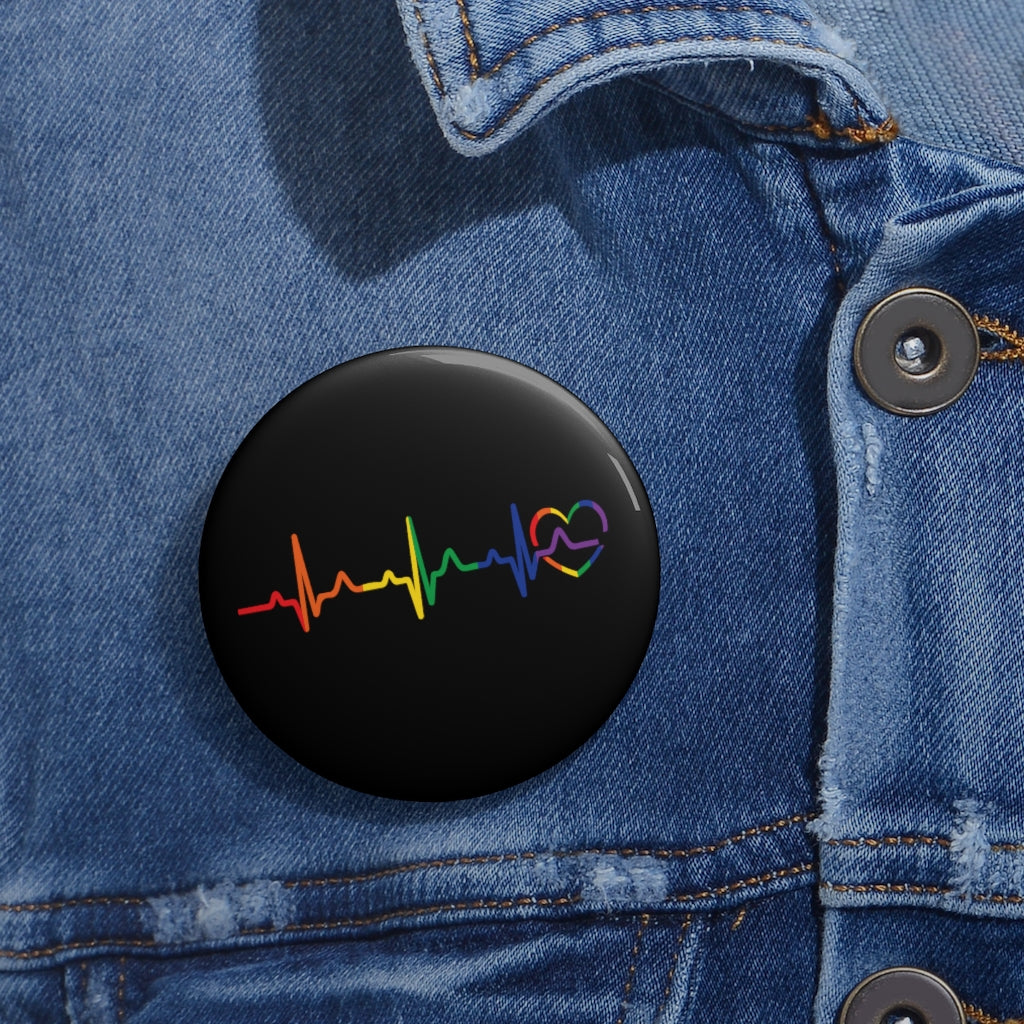 Rainbow Heartbeat Pin Button