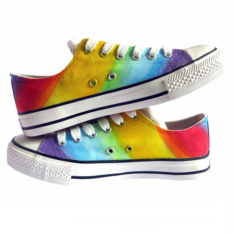 Breathable Rainbow Hand Painted Canvas Shoes