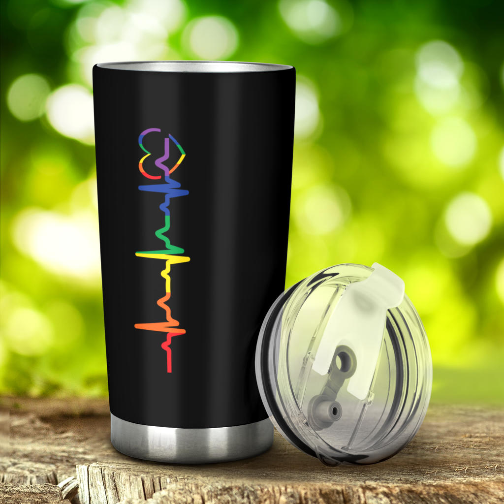 Rainbow Heartbeat Tumbler