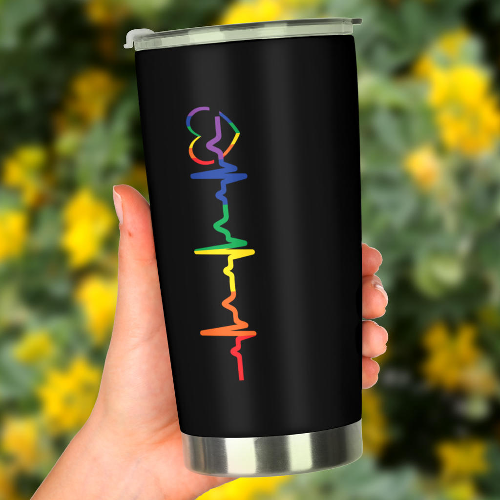 Rainbow Heartbeat Tumbler