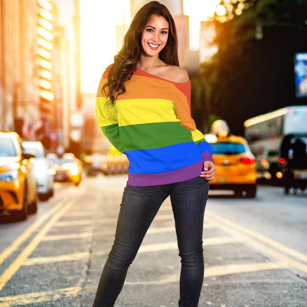 Rainbow Pride Off Shoulder Sweater