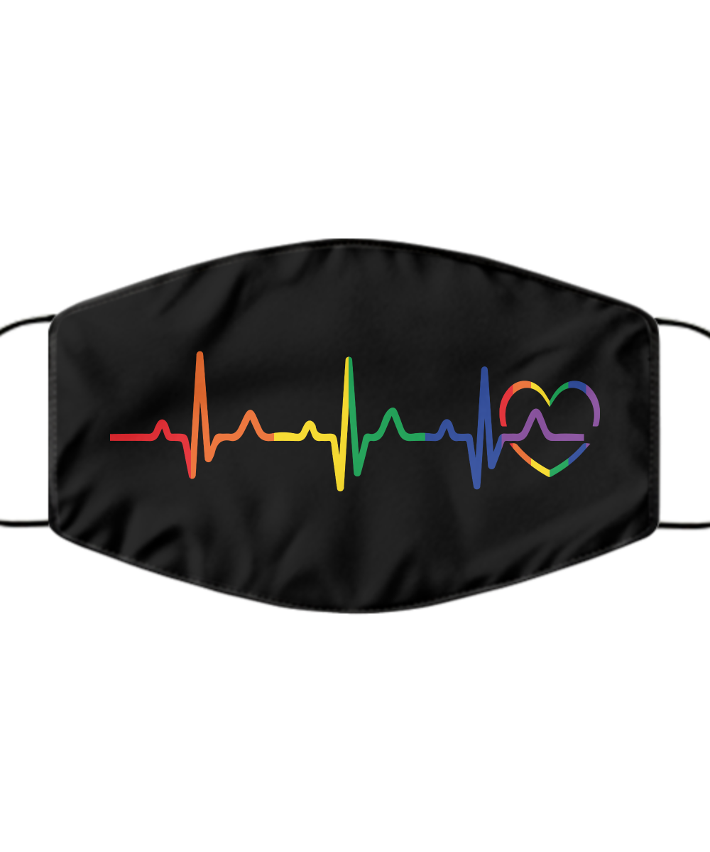 Rainbow Heartbeat Face Mask