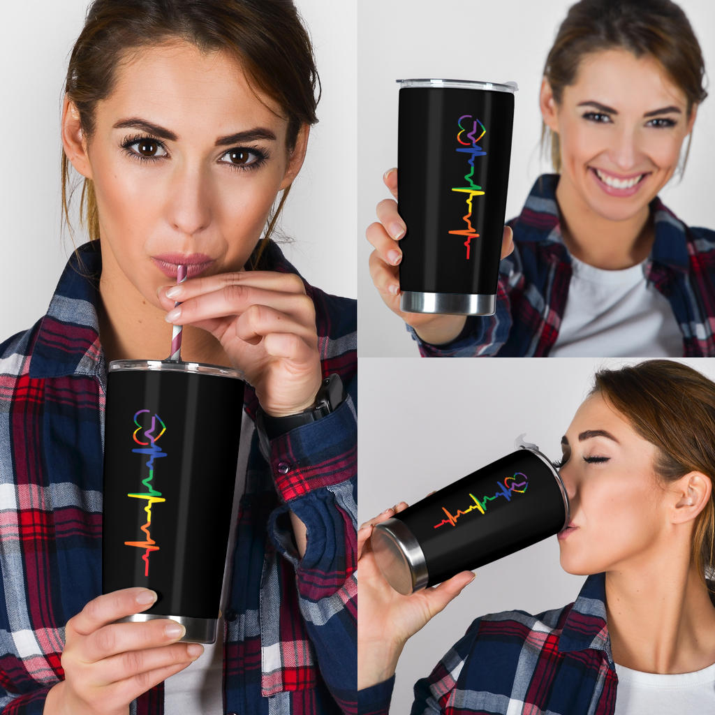 Rainbow Heartbeat Tumbler