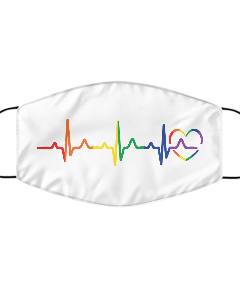 Rainbow Heartbeat Face Mask