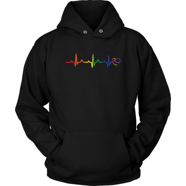 Pride Heartbeat black Hoodie for men & women