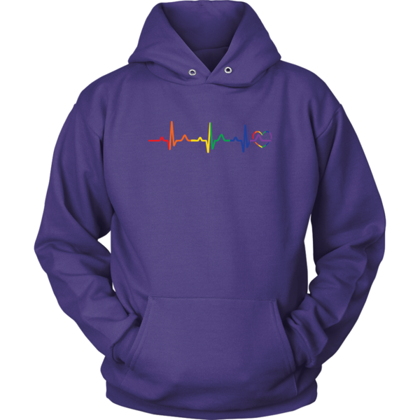 LGBT Pride Heartbeat purple unisex hoodie