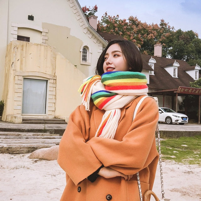 High Quality Rainbow Winter Scarf