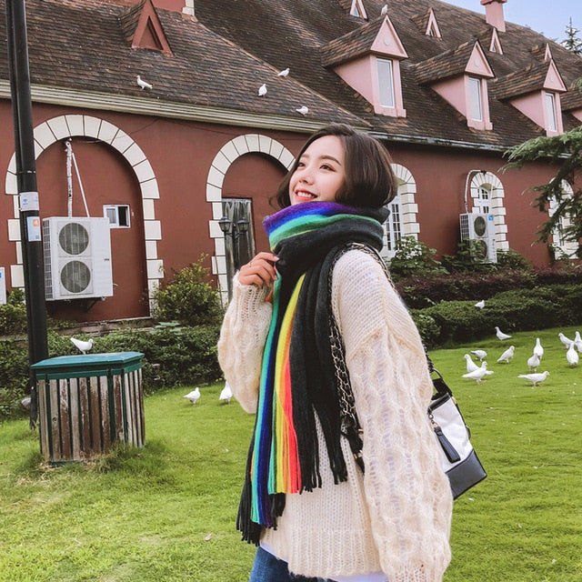 High Quality Rainbow Winter Scarf