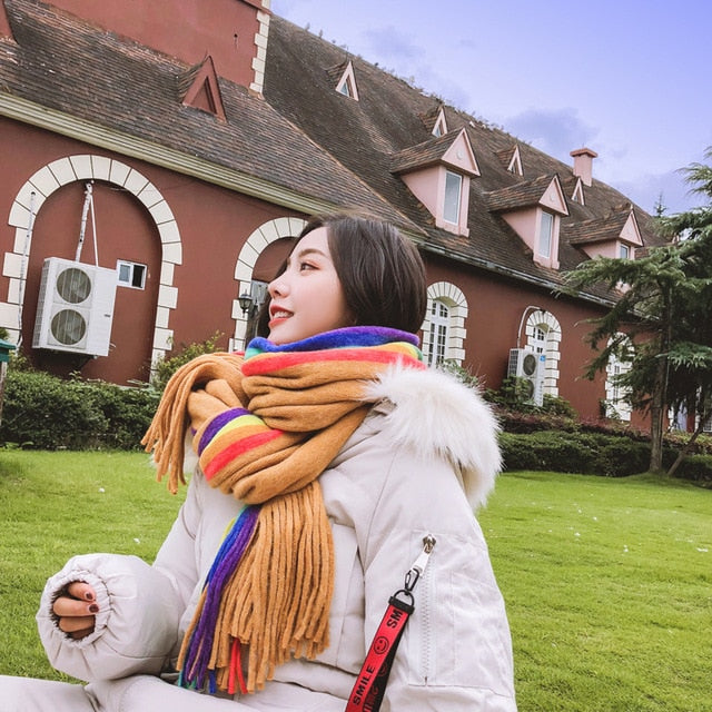 High Quality Rainbow Winter Scarf