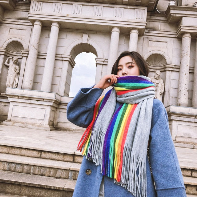 High Quality Rainbow Winter Scarf