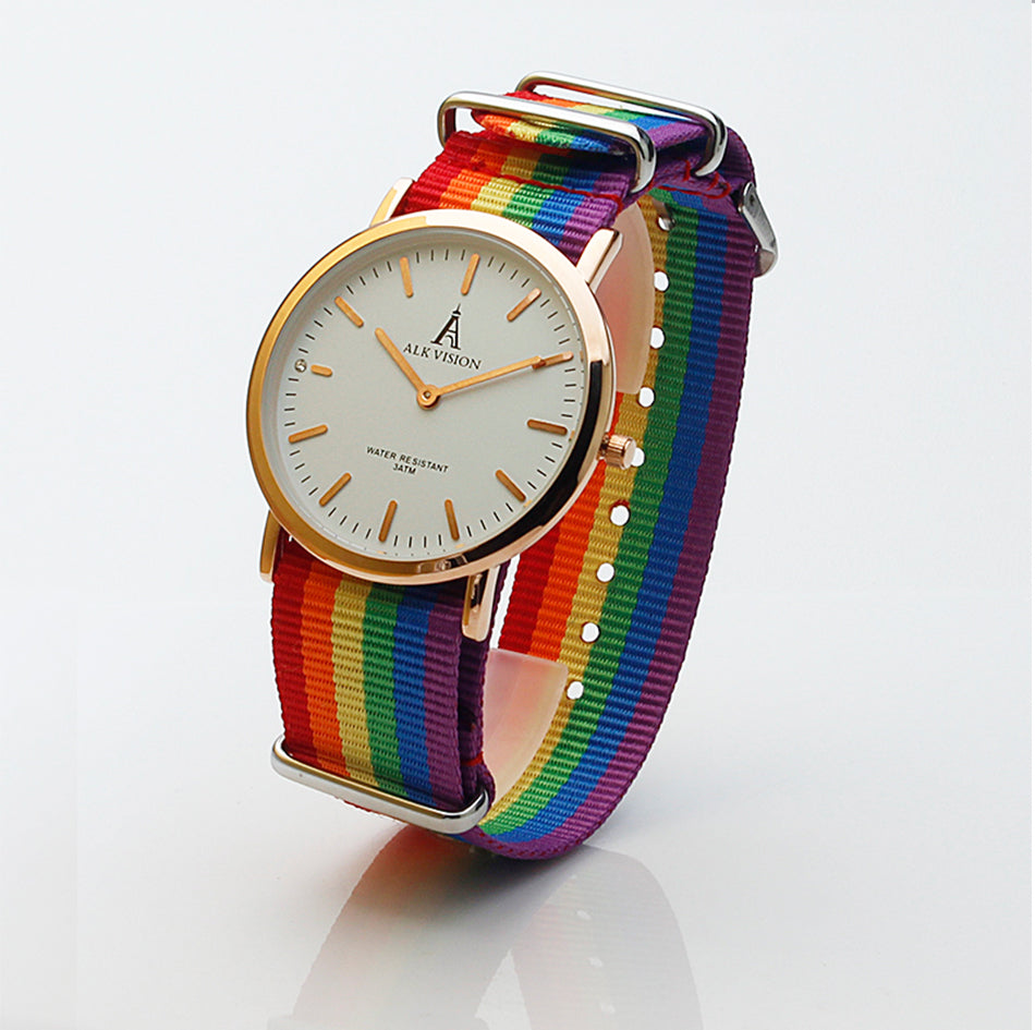 Rainbow Pride Nylon Strap Wristwatch