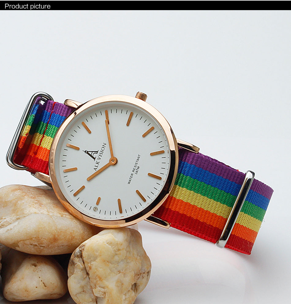 Rainbow Pride Nylon Strap Wristwatch