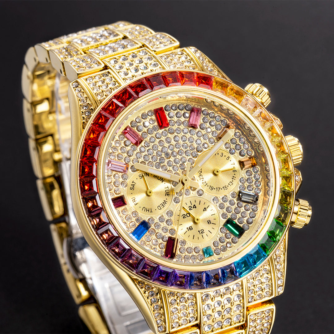 Rainbow Diamond Quartz  Wristwatch