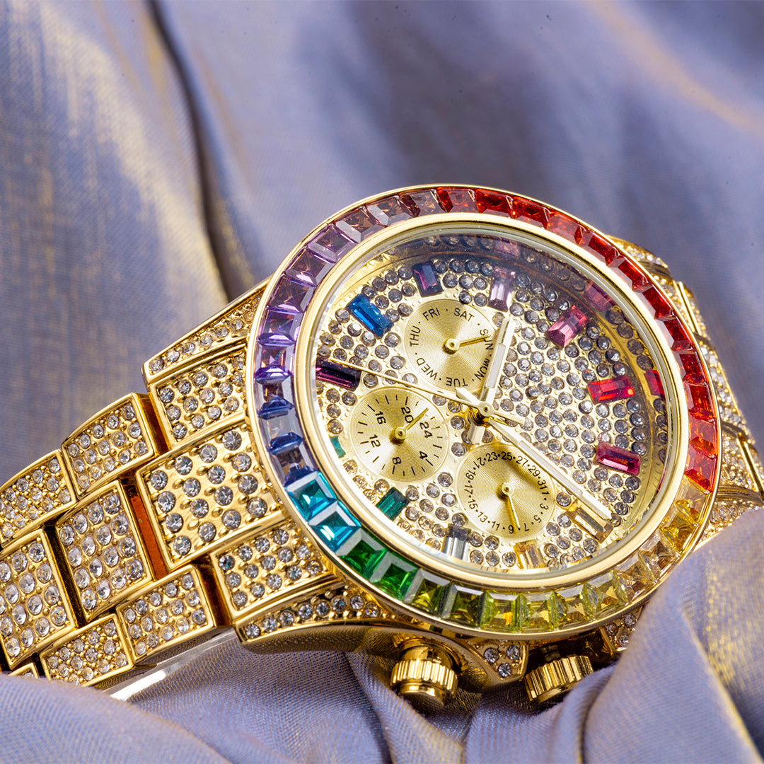 Rainbow Diamond Quartz  Wristwatch