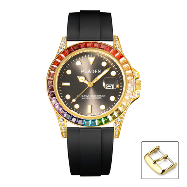 Rainbow Diamond Platinum Men's Watch