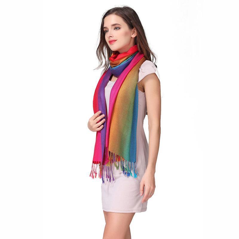 Rainbow Cotton Pashmina Scarf