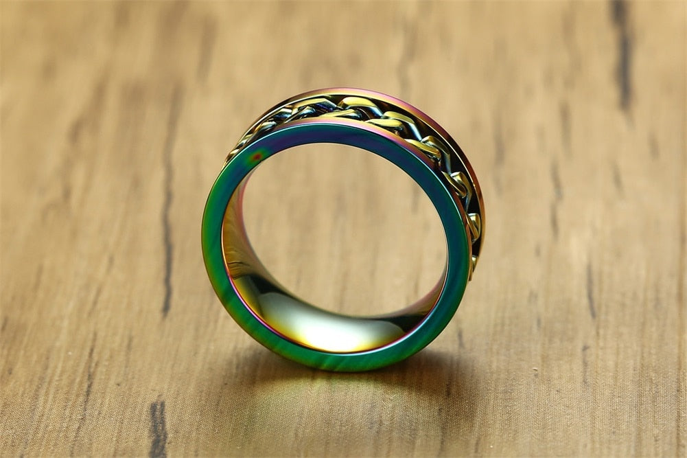 Rainbow Pride Chain Spinner Ring