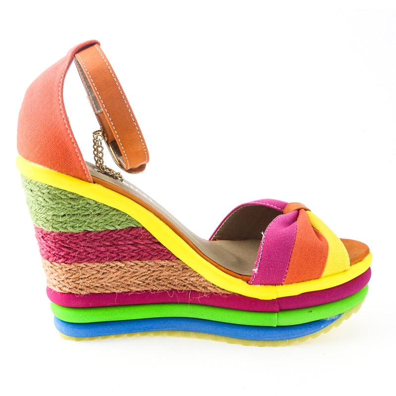 Rainbow Thick Sole Sponge High Heels