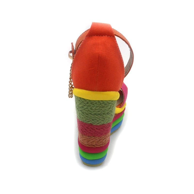 Rainbow Thick Sole Sponge High Heels