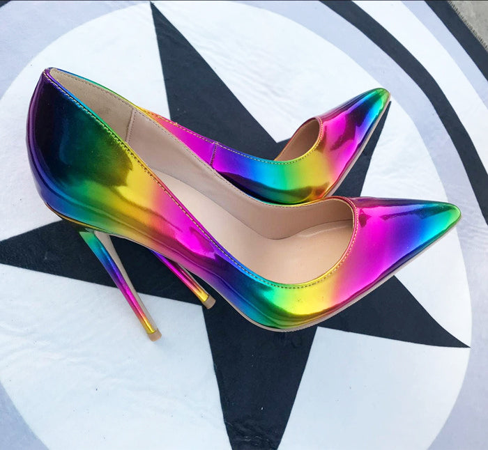 Colorful Rainbow Fingertip High Heels Shoes