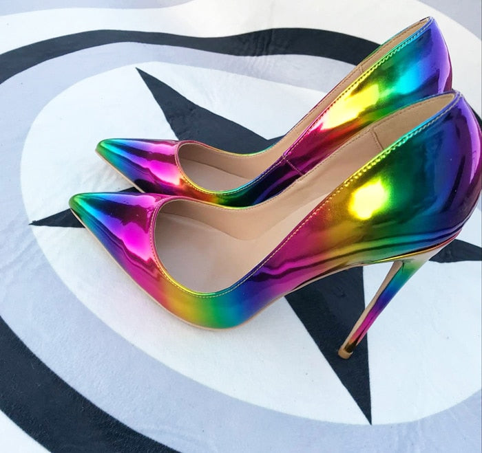 Colorful Rainbow Fingertip High Heels Shoes