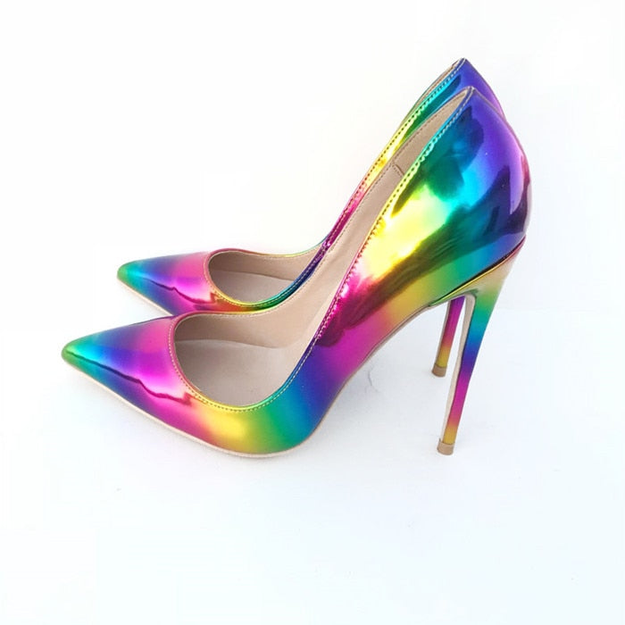 Colorful Rainbow Fingertip High Heels Shoes