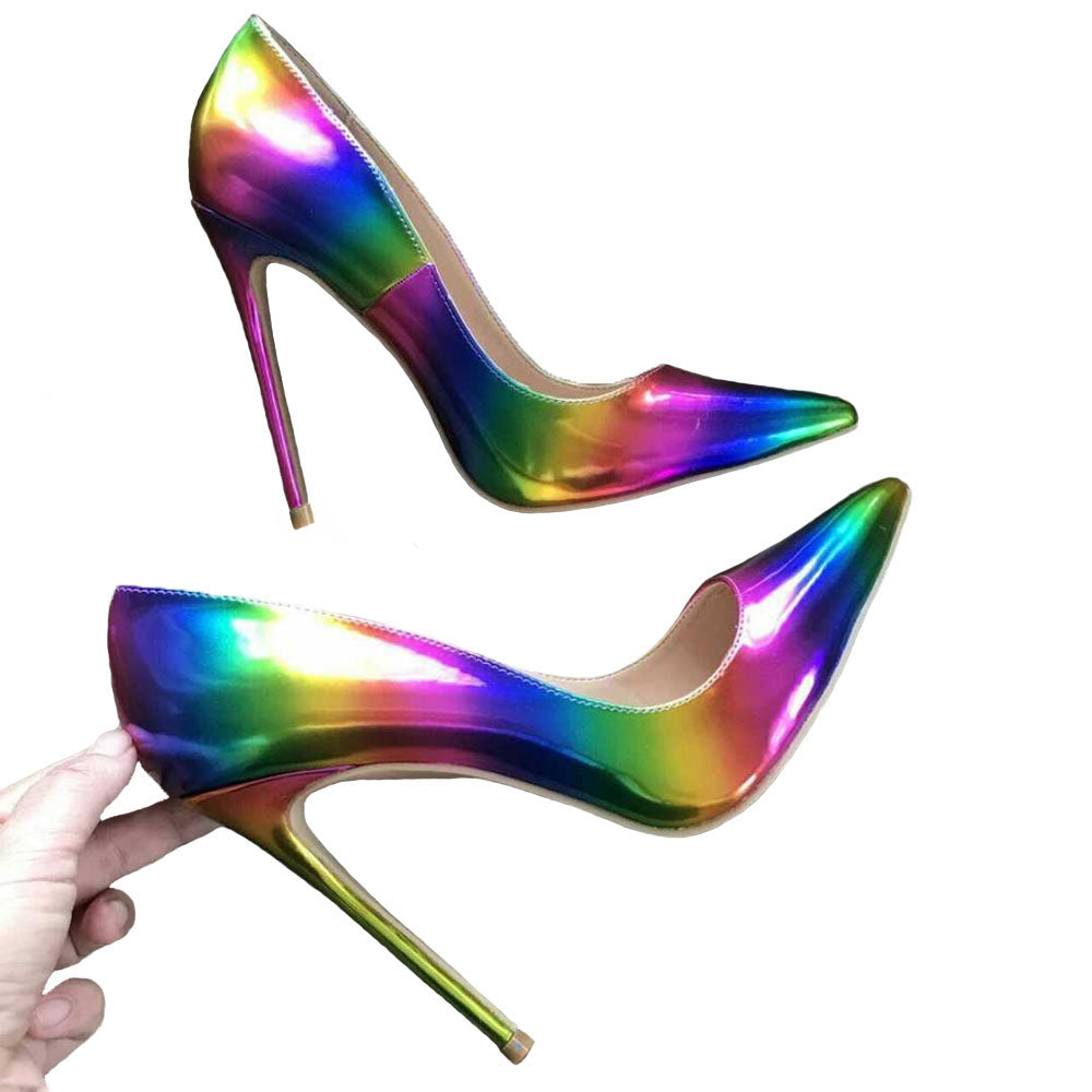 Colorful Rainbow Fingertip High Heels Shoes