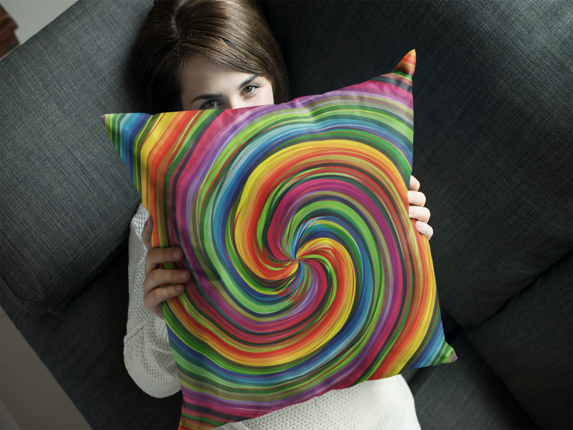 Rainbow Pride Color Illusion Pattern Pillow (Variant I)